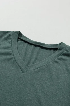 Discount Dear-Lover Fashion Petal Sleeve V Neck T Shirt Mist Green