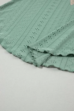 Hot Dear-Lover Lace Crochet Splicing V Neck Loose Fit Tank Top Mist Green