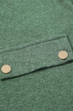 Hot Dear-Lover Long Sleeve Snap Button Henley Top Mist Green
