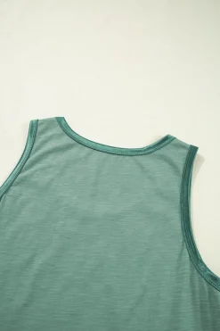 Discount Dear-Lover Metallic Sheen Edge Scoop Neck Tank Top Mist Green