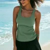 Online Dear-Lover Scoop Neck Adjustable Tankini and Matching Skort Bathing Suit Mist Green
