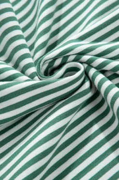 Discount Dear-Lover Striped Patchwork 3/4 Sleeve Casual Top Mist Green