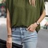Hot Dear-Lover Swiss Dot Mock Neck Batwing Sleeve Blouse Mist Green
