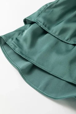 Hot Dear-Lover Tiered Ruffled Puff Sleeve Loose Fit Mini Dress Mist Green