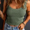 Outlet Dear-Lover U Neck Scallop Trim Sweater Vest Mist Green