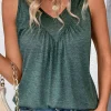 Clearance Dear-Lover V Neck Ruched Tank Top Mist Green
