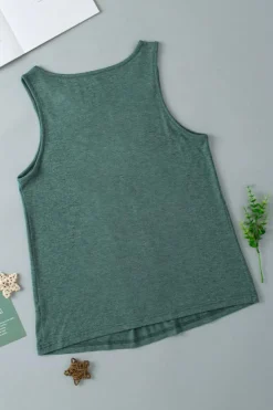 Clearance Dear-Lover V Neck Ruched Tank Top Mist Green