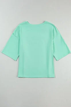 Discount Dear-Lover Colorblock Star Patched Half Sleeve Oversized Tee Moonlight Jade
