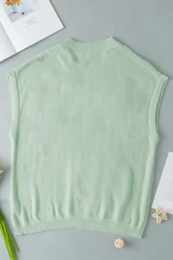 Online Dear-Lover Multi Crochet Flower Knit Short Sleeve Sweater Top Moonlight Jade