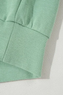 Discount Dear-Lover Rainbow Striped Sleeve Crew Neck Loose Sweatshirt Moonlight Jade