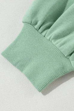 Discount Dear-Lover Rainbow Striped Sleeve Crew Neck Loose Sweatshirt Moonlight Jade