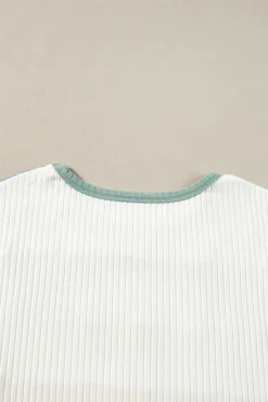 Discount Dear-Lover Ribbed Color Block Patchwork T-shirt Moonlight Jade