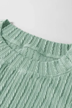 Outlet Dear-Lover Solid Color Textured Flutter Sleeve Top Moonlight Jade