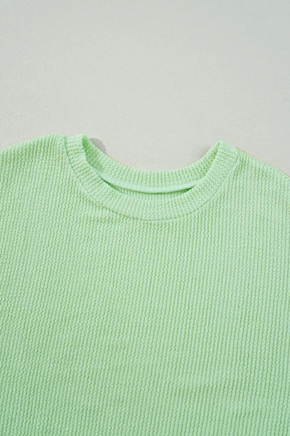 Online Dear-Lover Solid Cord Ribbed Drop Shoulder Pullover Top Moonlight Jade