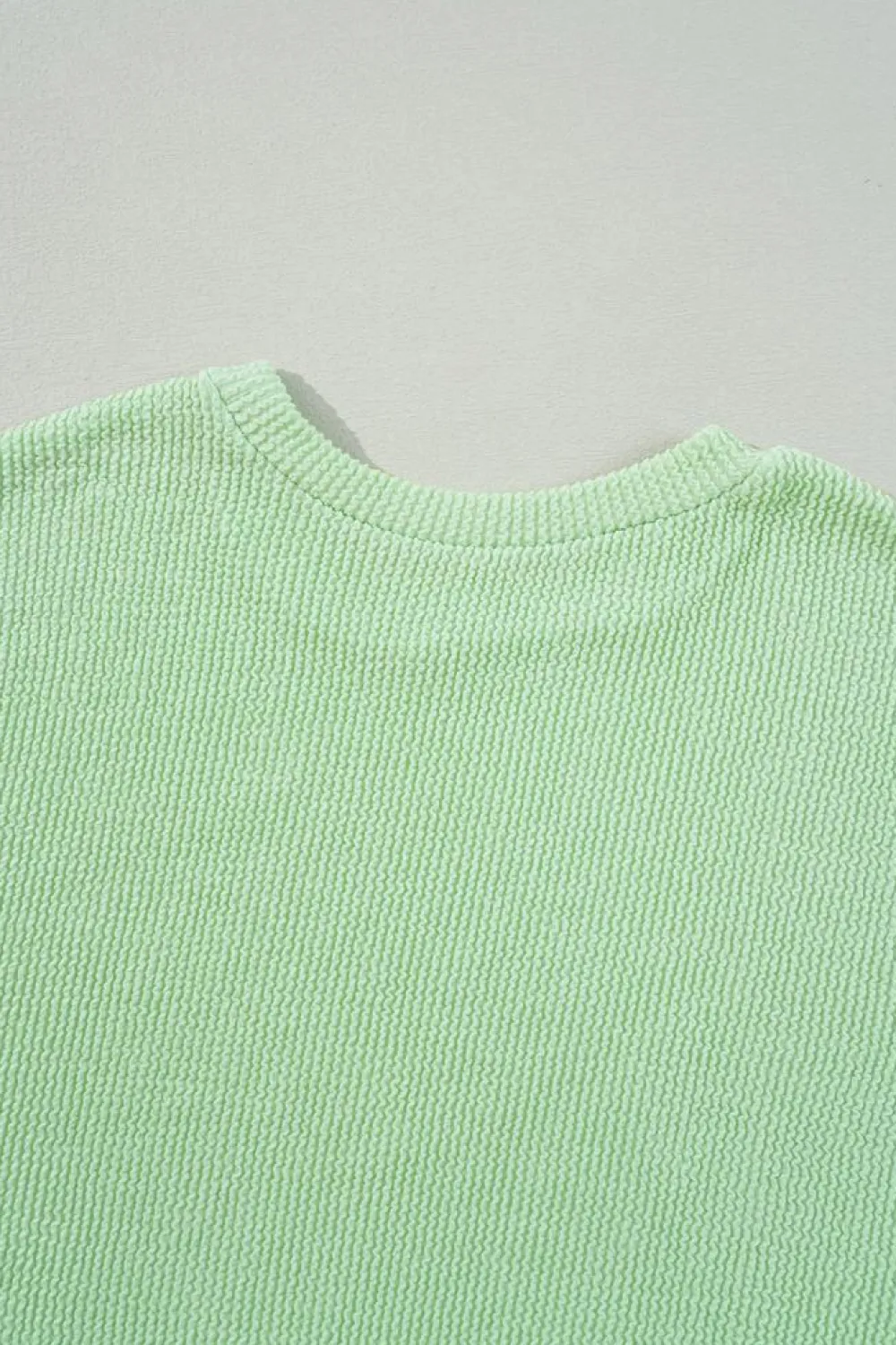 Online Dear-Lover Solid Cord Ribbed Drop Shoulder Pullover Top Moonlight Jade