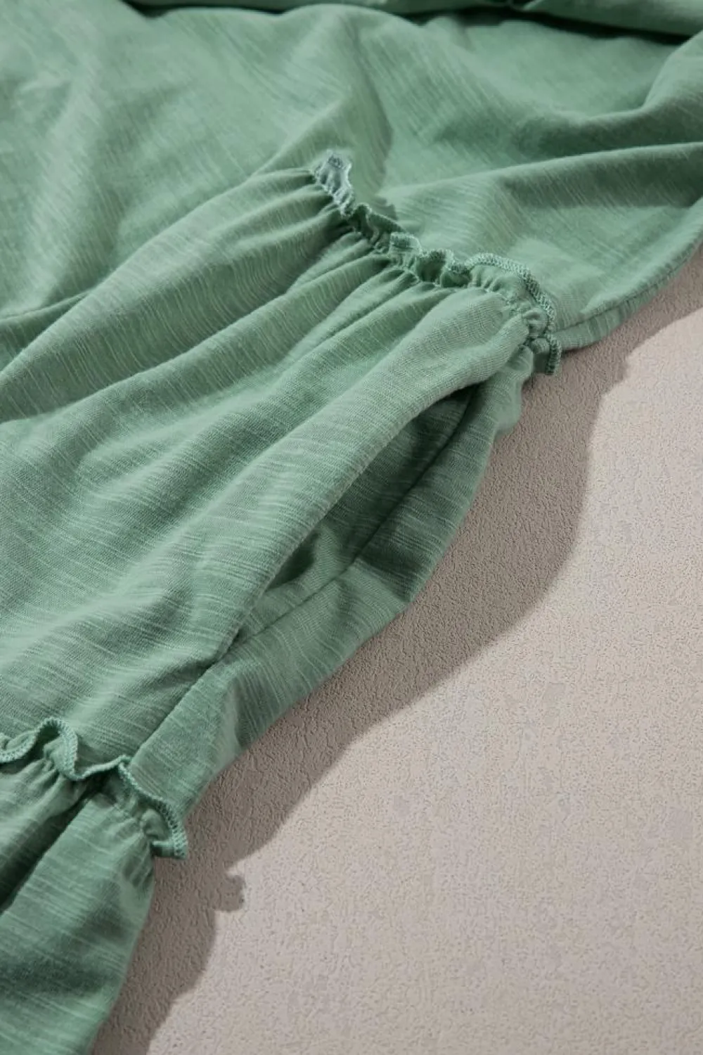 Fashion Dear-Lover Split V Neck Tiered Flowy Sleeveless Dress Moonlight Jade