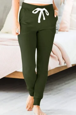 New Dear-Lover Drawstring Waist Pocketed Joggers Moss Green