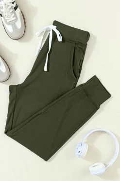 New Dear-Lover Drawstring Waist Pocketed Joggers Moss Green
