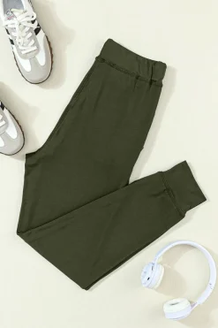 New Dear-Lover Drawstring Waist Pocketed Joggers Moss Green