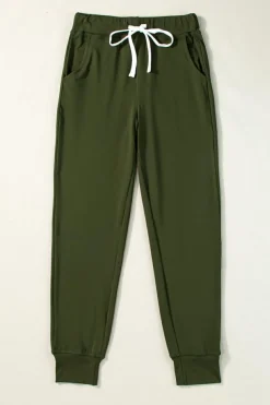 New Dear-Lover Drawstring Waist Pocketed Joggers Moss Green