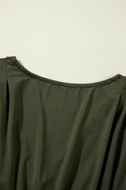 New Dear-Lover Ruched Wrap V Neck Long Sleeve Bodysuit Moss Green