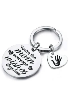 Clearance Dear-Lover Mothers Day Lettered Heart Shape Alloy Keychain White