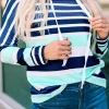 Fashion Dear-Lover Multi d Drawstring Long Sleeve Hoodie Stripe