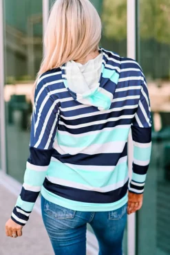 Fashion Dear-Lover Multi d Drawstring Long Sleeve Hoodie Stripe