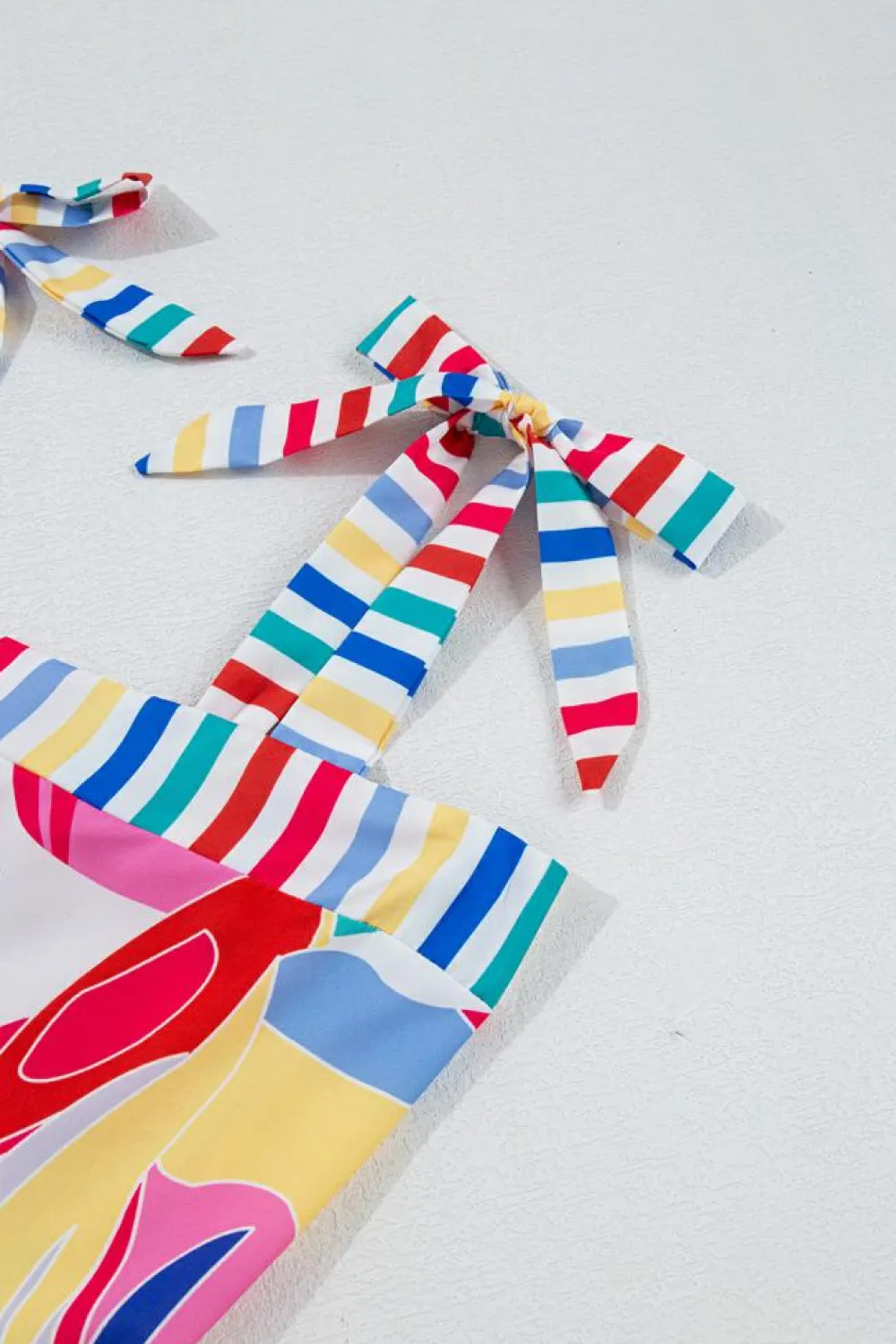 Online Dear-Lover Abstract Print Striped Trim Maxi Sundress Multicolor
