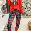 Outlet Dear-Lover ALL IS BRIGHT Graphic Christmas Plaid Pajamas Set Multicolor
