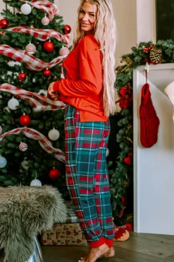 Outlet Dear-Lover ALL IS BRIGHT Graphic Christmas Plaid Pajamas Set Multicolor