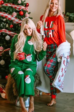 Outlet Dear-Lover ALL IS BRIGHT Graphic Christmas Plaid Pajamas Set Multicolor