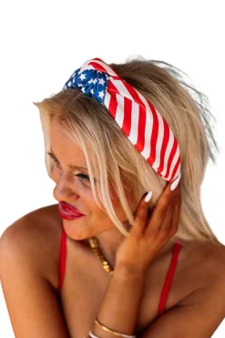 Outlet Dear-Lover American Flag Bow Knot Wide Headband Multicolor