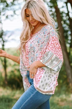 Best Dear-Lover Animal Floral Mix Print Cape Top Multicolor