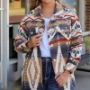 Clearance Dear-Lover Aztec Print Button-Up Oversized Jacket Multicolor