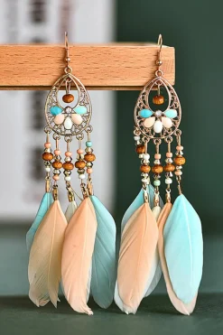 Outlet Dear-Lover Bohemian Hollow-out Feather Tassel Earrings Multicolor