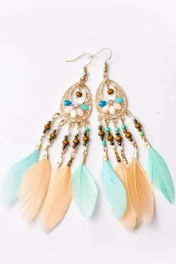 Outlet Dear-Lover Bohemian Hollow-out Feather Tassel Earrings Multicolor