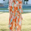 Hot Dear-Lover Bohemian Tie Dye Pleated Shirt Collar Loose Jumpsuit Multicolor