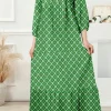Hot Dear-Lover Boho Printed Half Sleeve Maxi Dress Multicolor