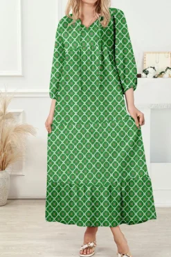 Hot Dear-Lover Boho Printed Half Sleeve Maxi Dress Multicolor