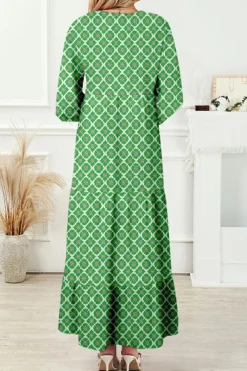 Hot Dear-Lover Boho Printed Half Sleeve Maxi Dress Multicolor