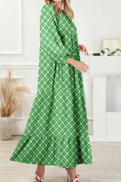 Hot Dear-Lover Boho Printed Half Sleeve Maxi Dress Multicolor
