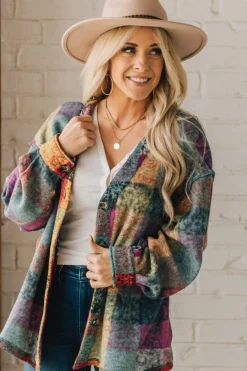 Hot Dear-Lover Brushed Checked Western Buttoned Jacket Multicolor