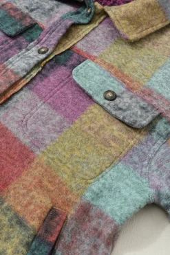 Discount Dear-Lover Brushed Plaid Pocketed Oversize Shacket Multicolor