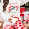 Sale Dear-Lover Christmas Claus Graphic Top Plaid Pants Lounge Set Multicolor