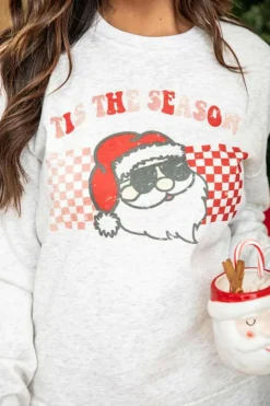 Sale Dear-Lover Christmas Claus Graphic Top Plaid Pants Lounge Set Multicolor