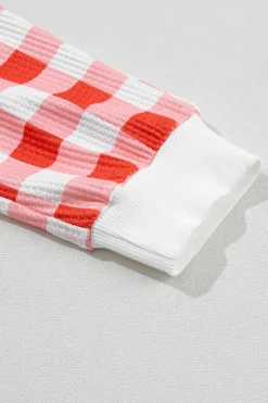 Sale Dear-Lover Christmas Claus Graphic Top Plaid Pants Lounge Set Multicolor