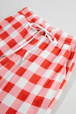 Sale Dear-Lover Christmas Claus Graphic Top Plaid Pants Lounge Set Multicolor
