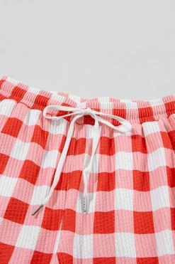 Sale Dear-Lover Christmas Claus Graphic Top Plaid Pants Lounge Set Multicolor