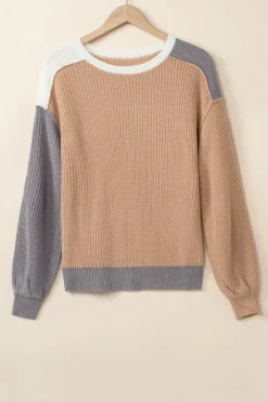 Discount Dear-Lover Color Block Patchwork Baggy Sweater Multicolor